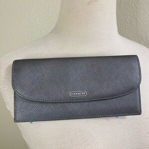 Coach‎ Grey Charcoal Leather Women's Wallet